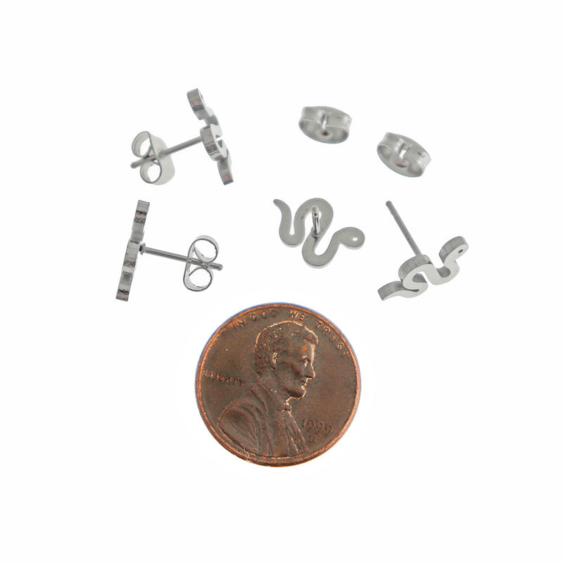 Boucles d'oreilles en acier inoxydable - clous de serpent - 12 mm x 8 mm - 2 pièces 1 paire - ER401