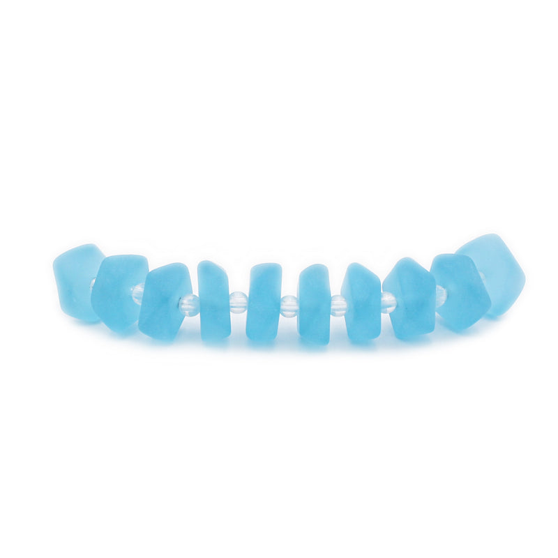 Nugget Cultured Sea Glass Beads 12mm x 12mm - Light Blue - 1 Strand 10 Beads - U103