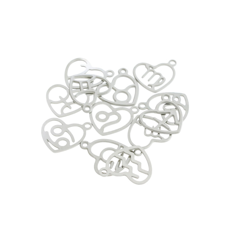 Zodiac Heart Collection Stainless Steel 12 Different Charms - COL170
