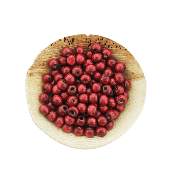 Perles rondes en bois 8mm - Teinté rouge foncé - 500 perles - BD1009