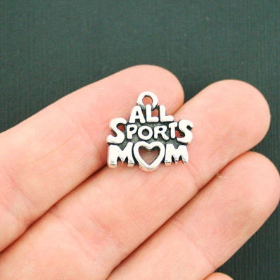 4 Sports Mom Antique Silver Tone Charms - SC2063