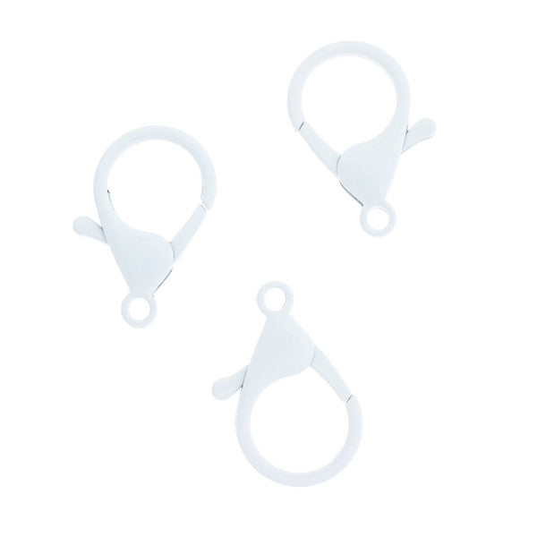 White Enamel Lobster Clasps 35mm x 23mm - 4 Clasps - FD1027