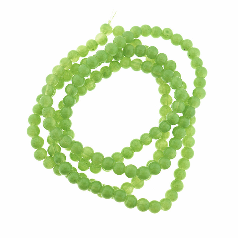 Round Glass Beads 6mm - Polished Green - 1 Strand 180 Beads - BD1989