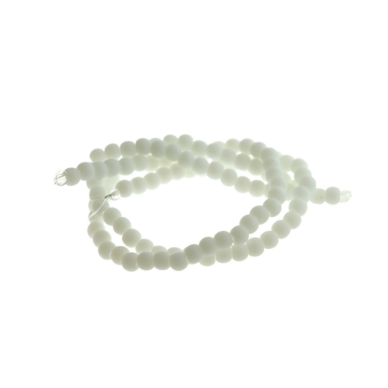 Perles de verre de mer de culture rondes 4mm - Blanc - 1 Rang 48 Perles - U142