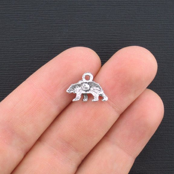 10 Bear Antique Silver Tone Charms - SC3246