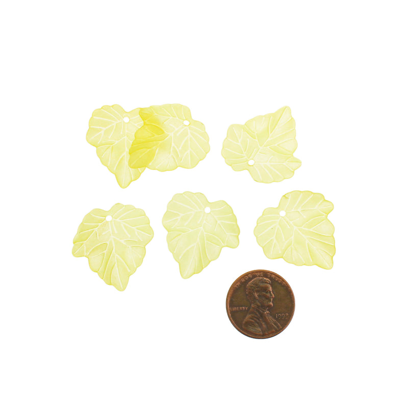 25 Yellow Leaf Acrylic Charms 2 Sided - K476