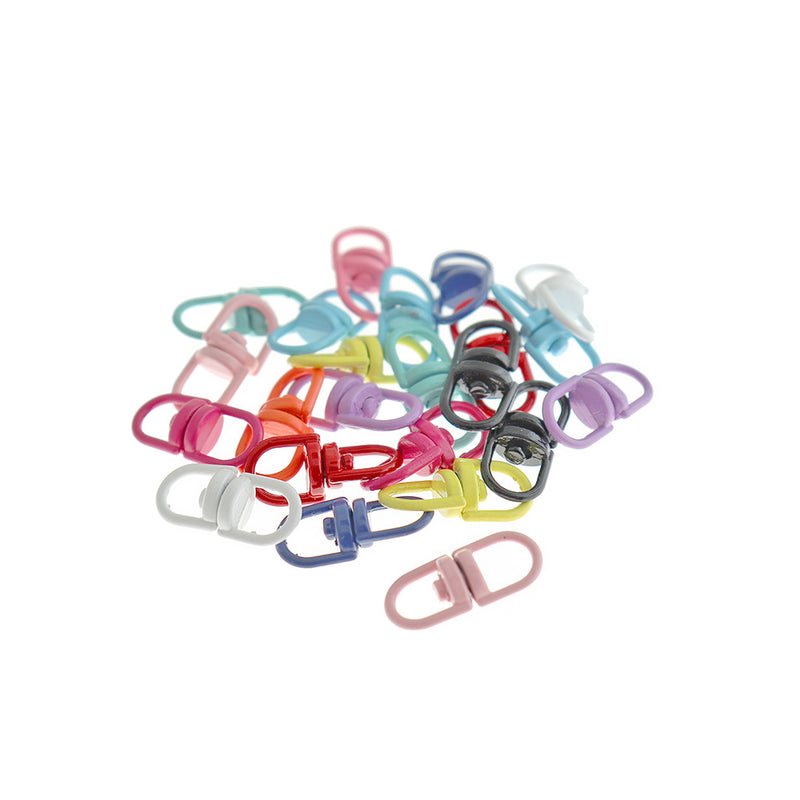 Rainbow Enamel Swivel Key Ring Connectors - 19mm - 10 Pieces - FD860