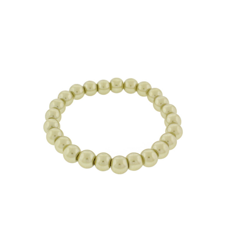 Round Glass Bead Bracelet - 53mm - Golden Olive - 1 Bracelet - BB216