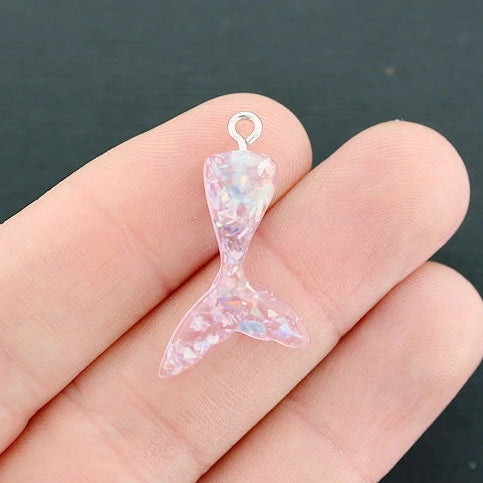 2 Mermaid Tail Resin Charms 2 Sided - K297