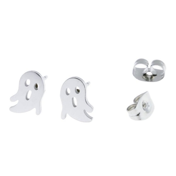 Stainless Steel Earrings - Ghost Studs - 9mm x 6mm - 2 Pieces 1 Pair - ER176
