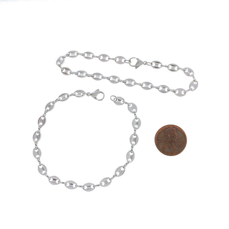 Stainless Steel Mariner Link Chain Bracelets 7.6"- 1.5mm - 5 Bracelets - N039