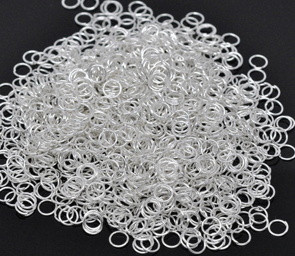 Silver Tone Jump Rings 6mm x 0.6mm - Open 22 Gauge - 1000 Rings - J038