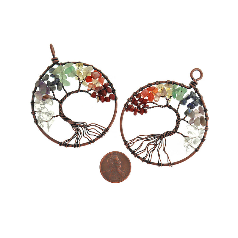 Assorted Gemstone Tree of Life Pendant - GEM149