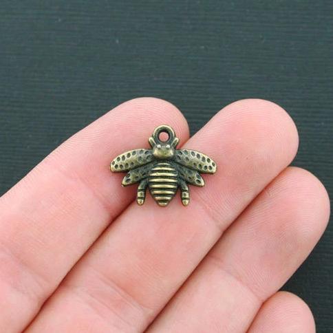 10 Bee Antique Bronze Tone Charms - BC872