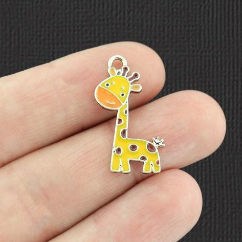 4 breloques en émail doré bébé girafe - E939