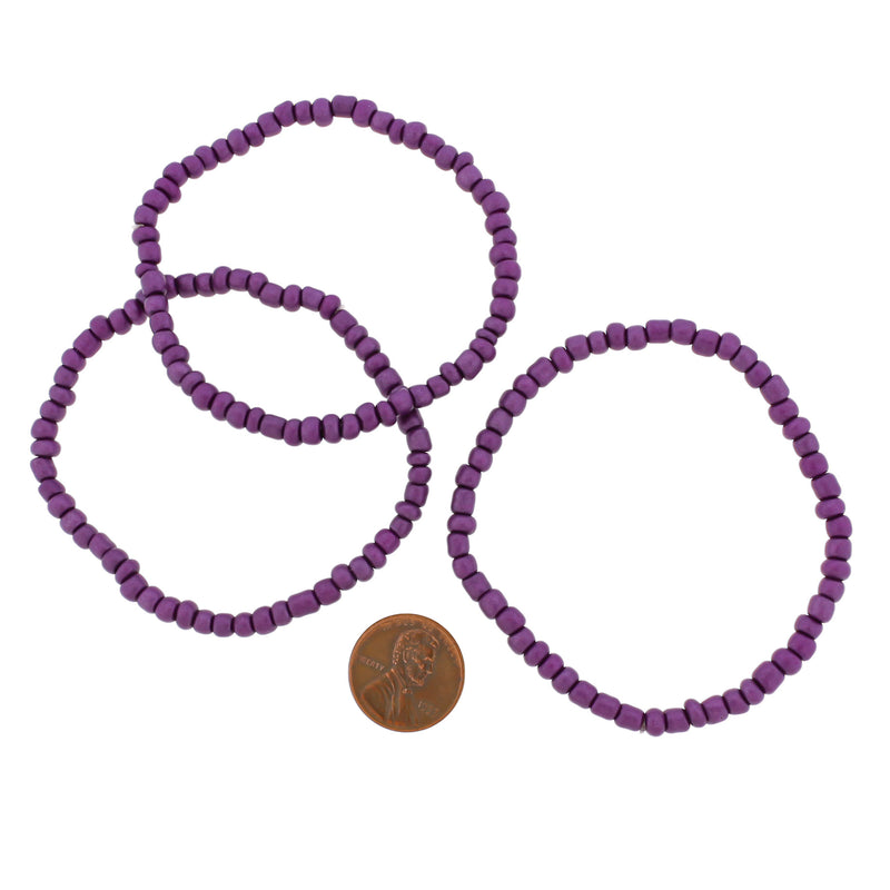 Bracelet Perles de Verre Graines - 65mm - Violet Royal - 1 Bracelet - BB099