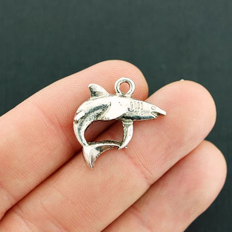 4 Shark Antique Silver Tone Charms - SC500