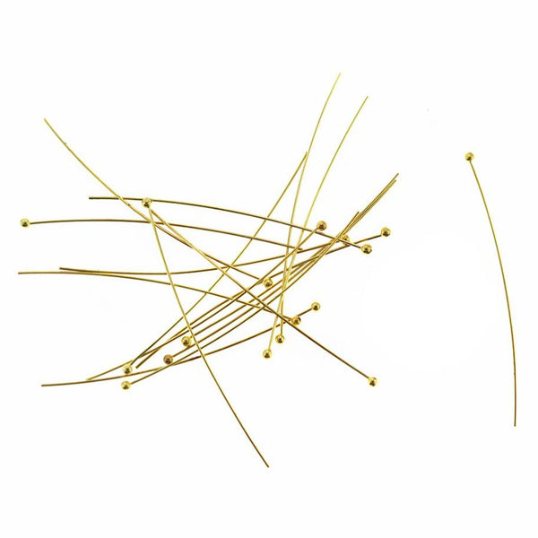 Gold Tone Ball Head Pins - 50mm - 100 Pins - PIN072