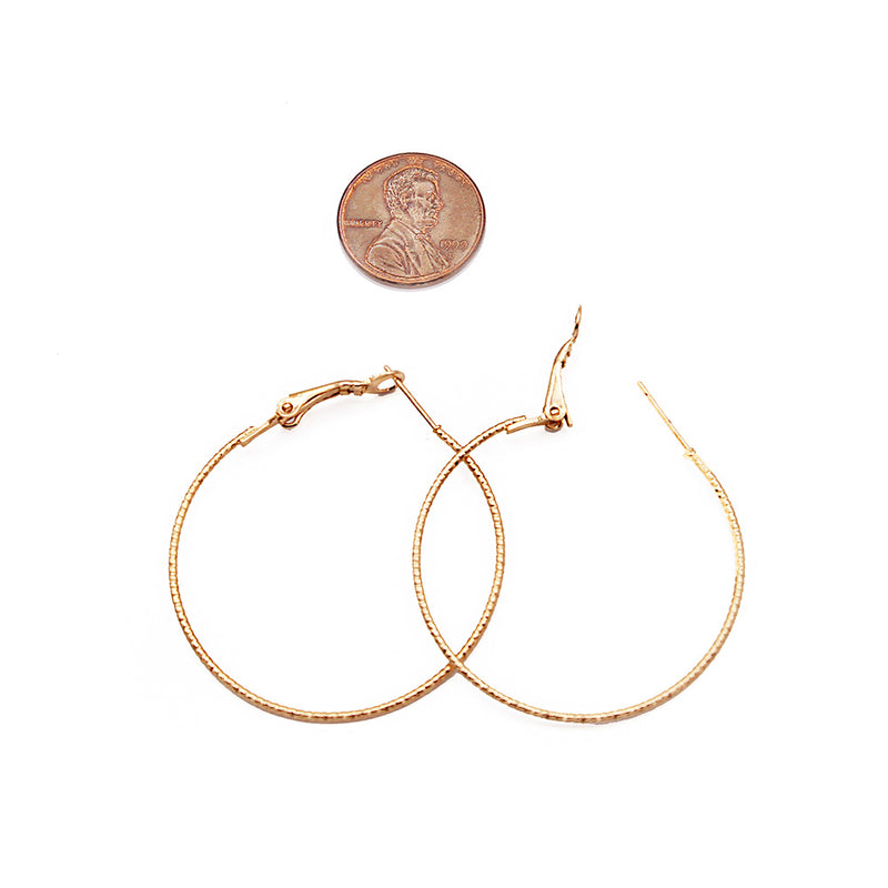 Rose Gold Tone Earrings - Twisted Hoop - 45.5mm x 40mm - 2 Pieces 1 Pair - Z1569