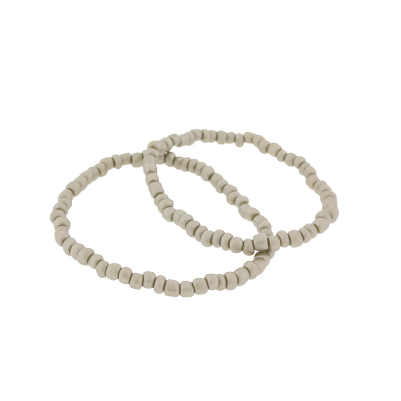 Seed Glass Bead Bracelets - 65mm - Grey - 5 Bracelets - BB105