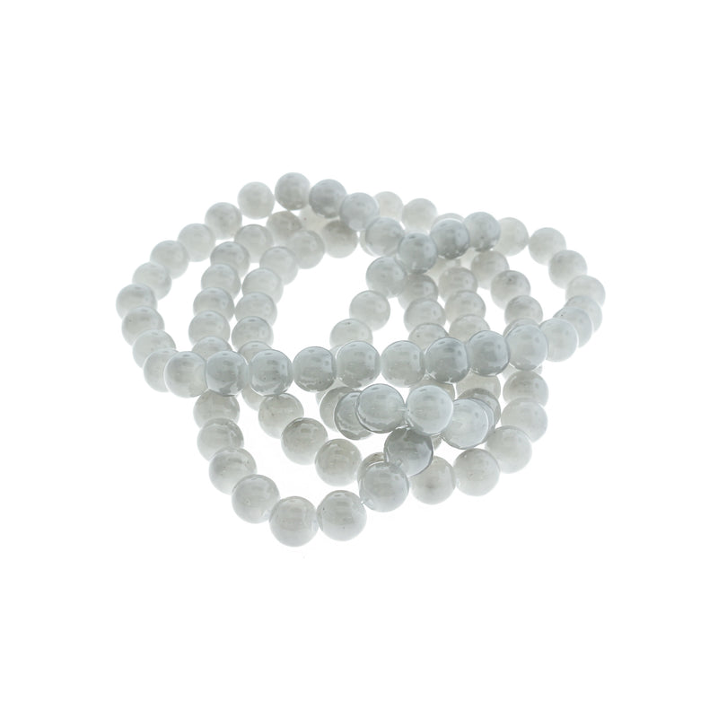 Perles Rondes Imitation Jade 8mm - Gris Clair - 1 Rang 100 Perles - BD2723