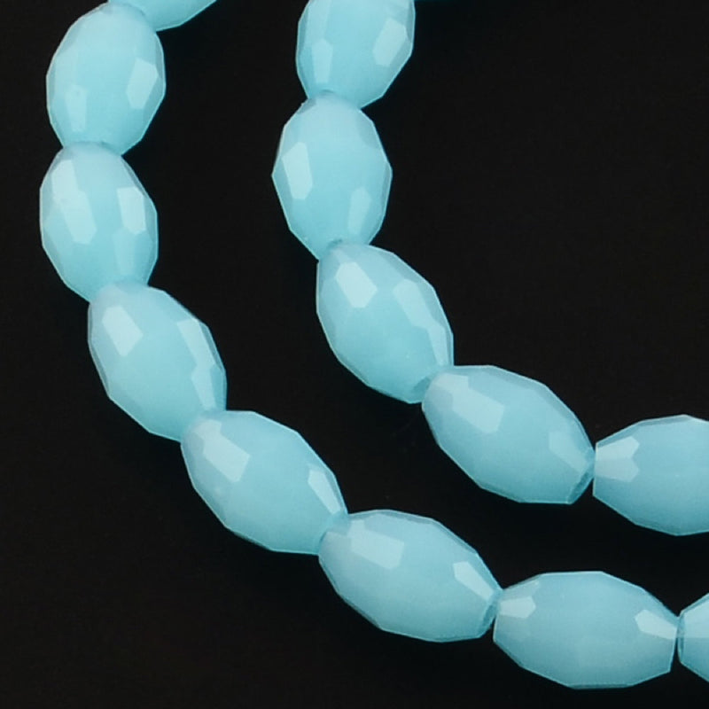 Perles de Verre à Facettes 6mm x 4mm - Turquoise - 1 Rang 72 Perles - BD1060