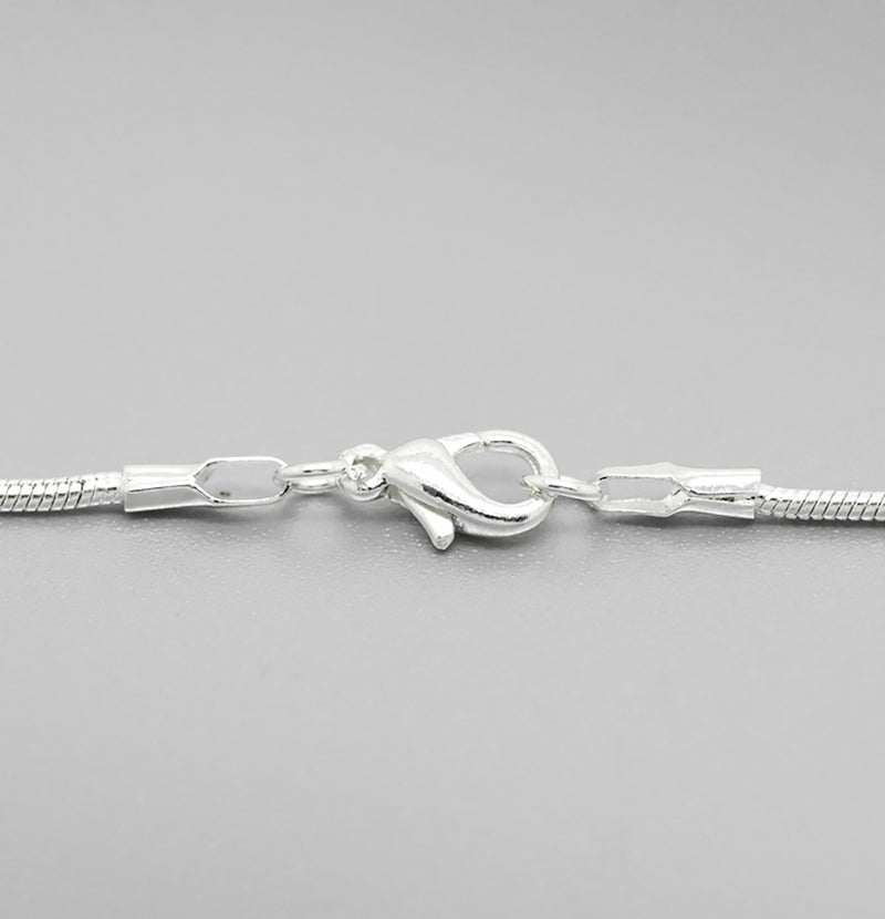 Collier chaîne serpent argenté 16" - 1,5 mm - 12 colliers - N487