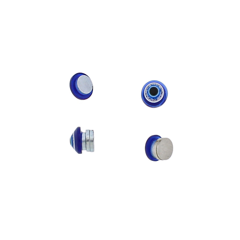 Boucles d'Oreilles en Acier Inoxydable - Goujons Magnétiques Evil Eye - 6mm - 2 Pièces 1 Paire - ER085