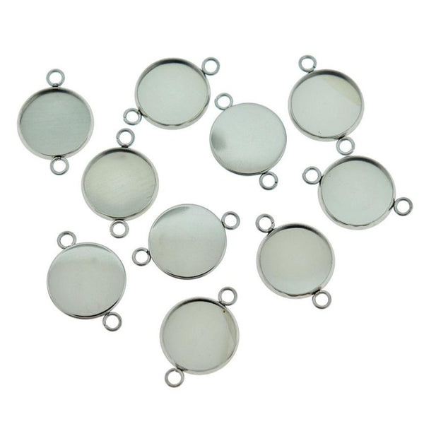 Stainless Steel Cabochon Connector Settings - 14mm Tray - 5 Pieces - CBS008
