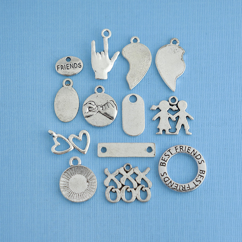 Best Friends Charm Collection Antique Silver Tone 13 Charms - COL310