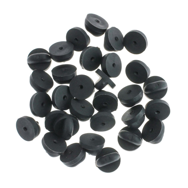 Black Rubber Brooch Backs - 10mm - 10 Pieces - FD158