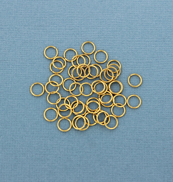 Anneaux en acier inoxydable doré 6 mm x 0,7 mm - Calibre 21 ouvert - 25 anneaux - SS040