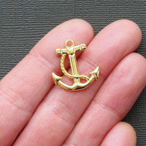 8 Anchor Gold Tone Charms 2 Sided - GC117