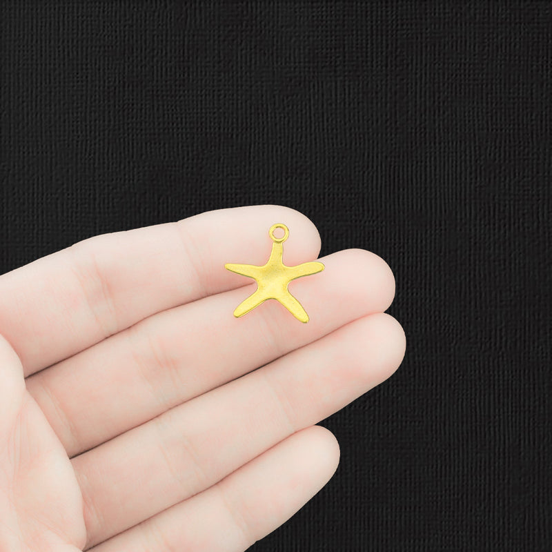 10 Starfish Gold Tone Charms - GC027