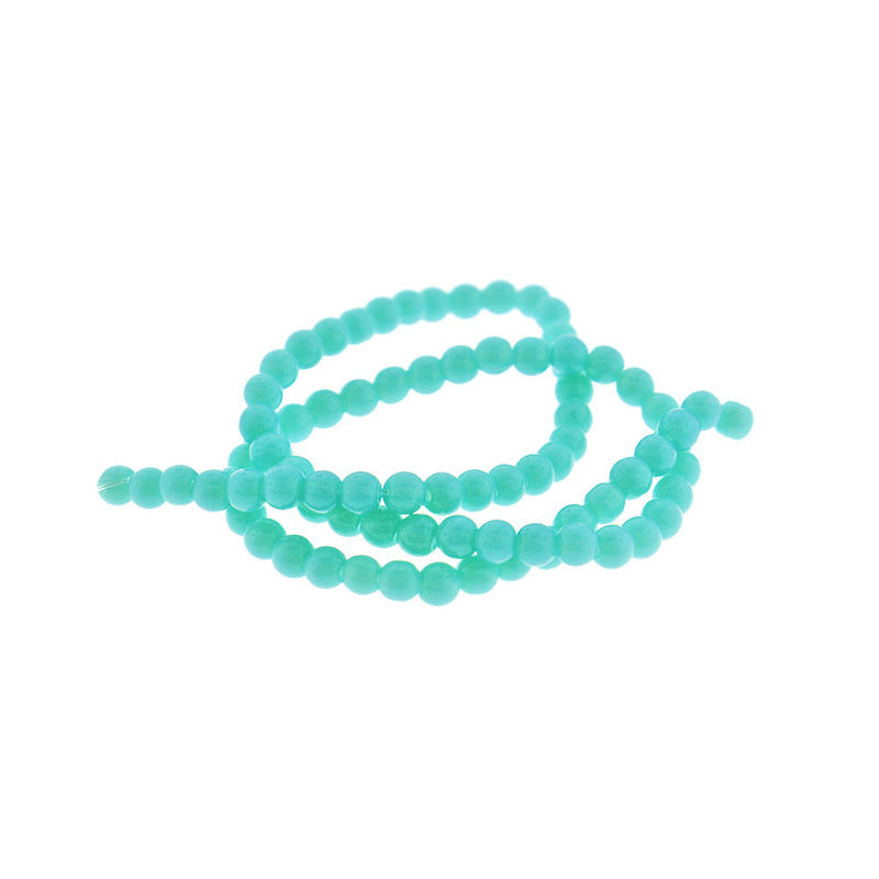 Perles Rondes en Verre 4mm - Turquoise - 1 Rang 78 Perles - BD2016