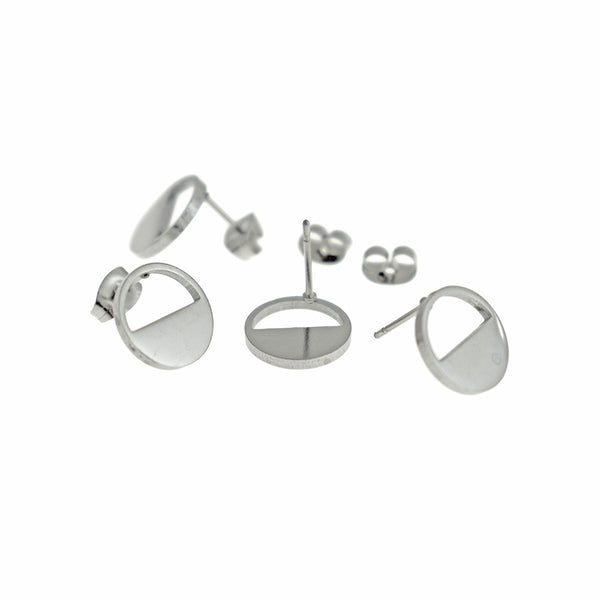 Stainless Steel Earrings - Half Circle Studs - 12mm - 2 Pieces 1 Pair - ER823