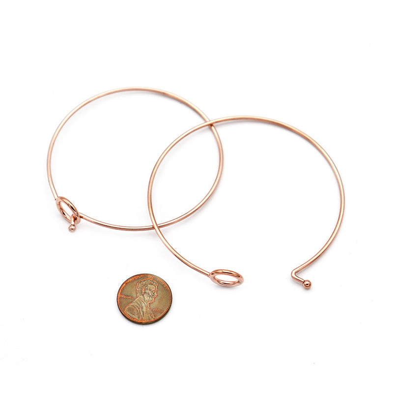 Rose Gold Stainless Steel Hook Bangle 60mm ID - 1.7mm - 1 Bangle - N700