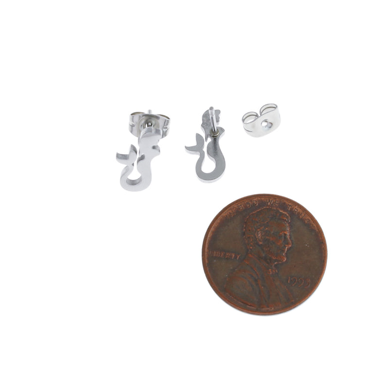 Boucles d'oreilles en acier inoxydable - clous de sirène - 12 mm x 6 mm - 2 pièces 1 paire - ER198