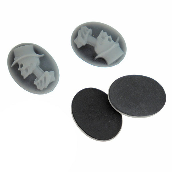4 Male Skeleton Resin Cameo Cabochon Domes 24mm - K608