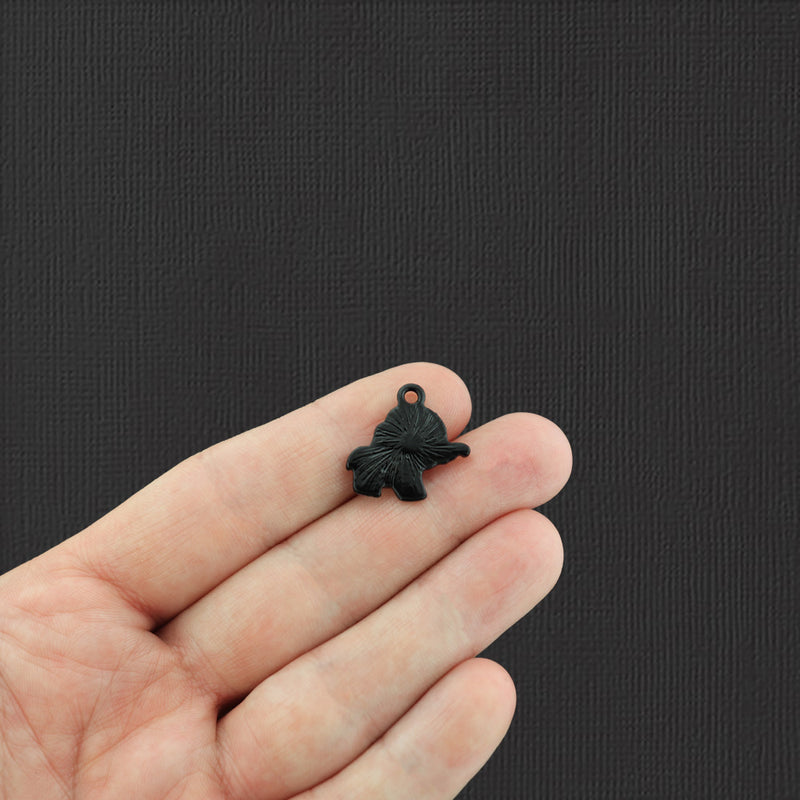 4 Elephant Black Tone Enamel Charms - E081
