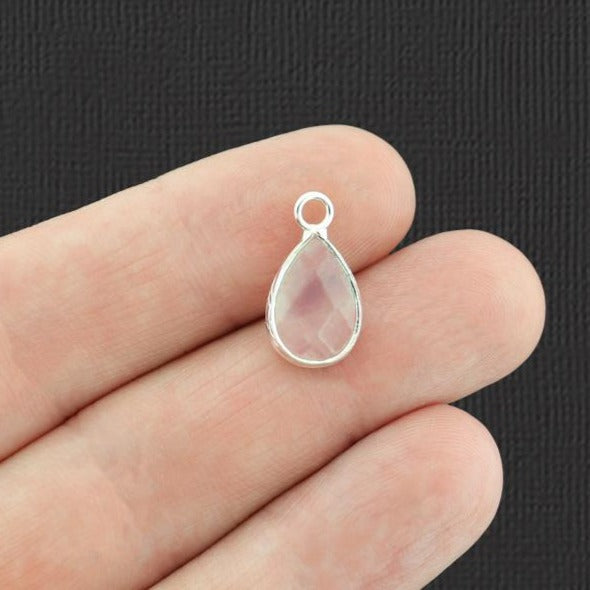 Pendentif en forme de larme à facettes en quartz rose naturel 2 faces - GEM071