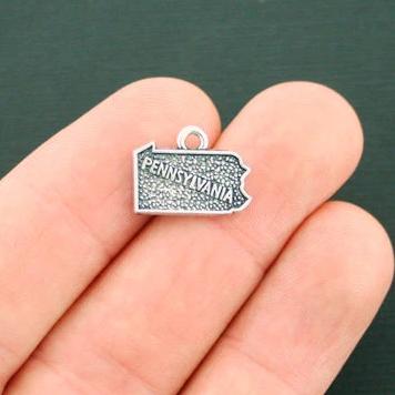 4 Pennsylvania State Antique Silver Tone Charms 2 Sided - SC6348