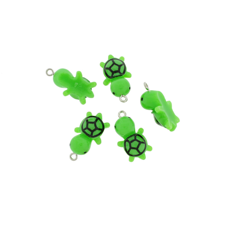 2 Turtle Silver Tone Resin Charms - K157
