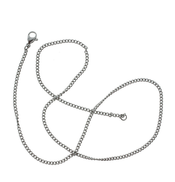 Stainless Steel Curb Chain Necklaces 18" - 2mm - 10 Necklaces - N586