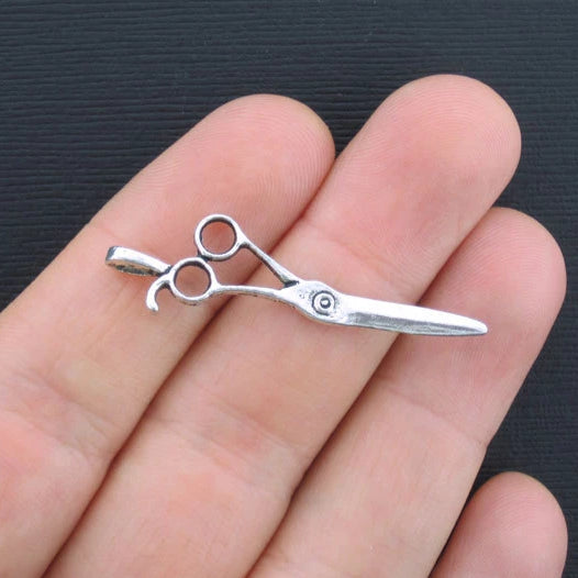 6 Scissors Antique Silver Tone Charms 2 Sided - SC1022