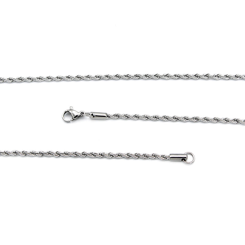Stainless Steel Rope Chain Necklaces 20" - 2.5mm - 5 Necklaces - N730