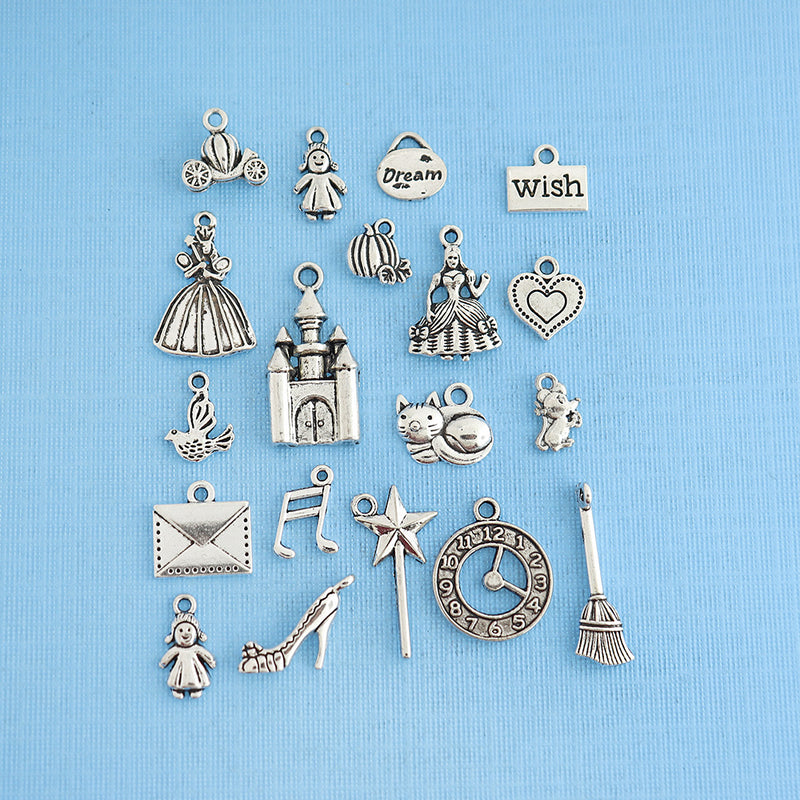 Cinderella Charm Collection Antique Silver Tone 19 Charms - COL301