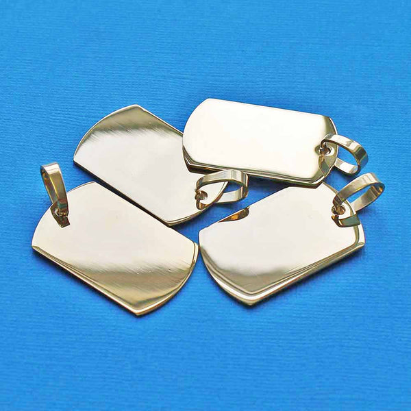 SALE Dog Tag Stamping Blank - Gold Stainless Steel - 44mm x 27mm - 1 Tag - MT259