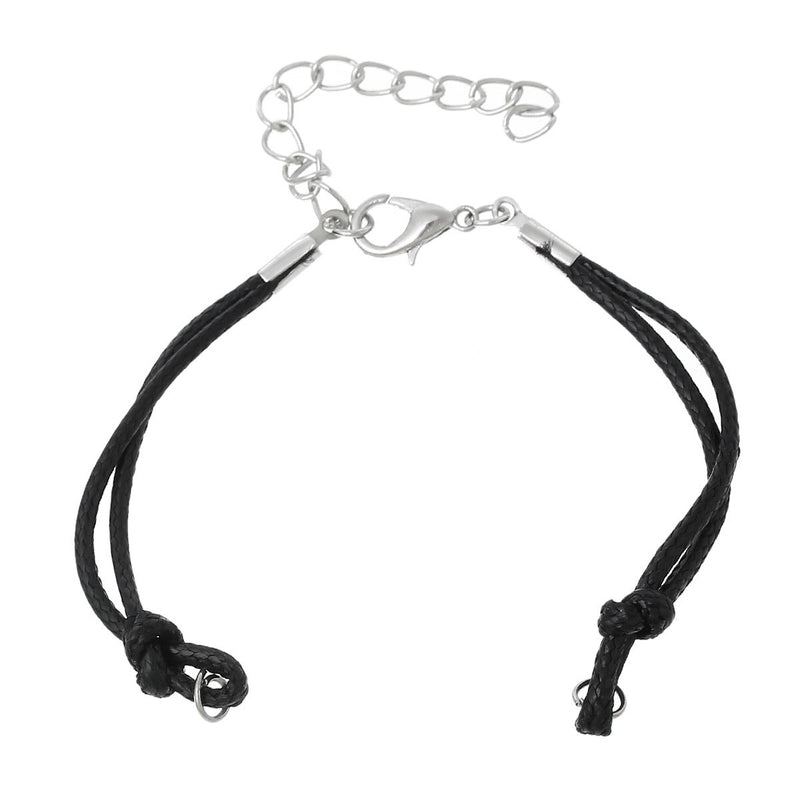 Bracelet Cordon Nylon Noir 5" Plus Rallonge - 3mm - 1 Bracelet - N087