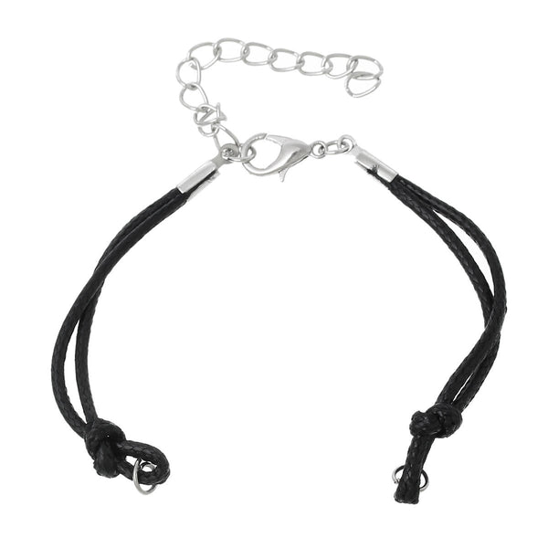 Black Nylon Cord Bracelets 5" Plus Extender - 3mm - 5 Bracelets - N087